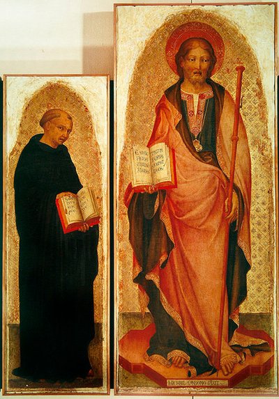 San Jaime con santos, detalle de San Jaime y Filippo Benizzi, c.1450 (detalle) de Michele Giambono