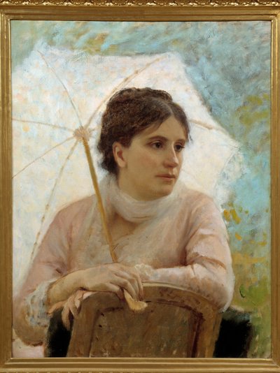 Retrato de Gabriella Coujere, esposa del artista. Pintura de Michele Gordigiani (1830-1909) de Michele Giordigiani