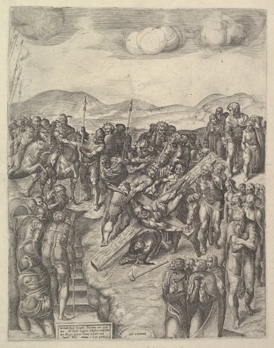 La crucifixión de San Pedro, después de los frescos de Miguel Ángel en la Capilla Paulina de Michele Lucchese