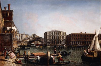 El Puente de Rialto, Venecia con el Fondaco dei Tedeschi en primer plano de Michele Marieschi