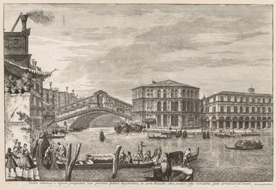 Views of Venice:  The Bridge and Market of Rialto de Michele Marieschi