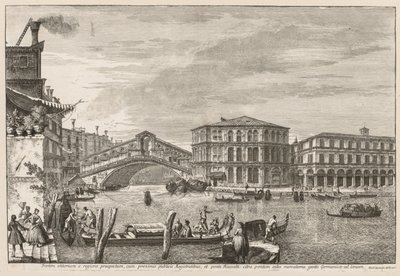 Vistas de Venecia: El puente y el mercado de Rialto, 1741 de Michele Marieschi