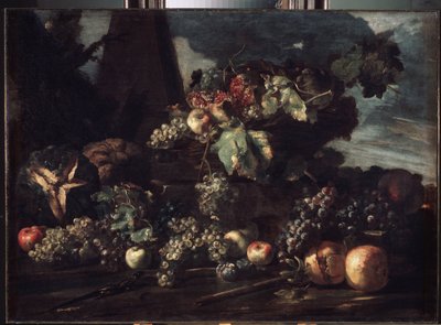 "Bodegón con uvas" Pintura de Michelangelo Pace da Campidoglio (1610-1670) 1650-1660 Dim. 98x134 cm Museo del Hermitage, San Petersburgo de Michele Pace del Campidoglio