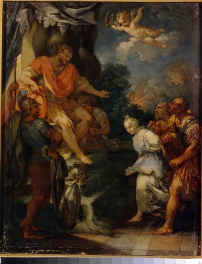 Mártir ante el procónsul. (Persecución de los cristianos en el Imperio Romano). Pintura de Michele Rocca (circa 1670-circa 1751), óleo sobre lienzo. Arte italiano (Parma), finales del siglo XVII-XVIII, arte barroco. Museo Estatal de Arte Extranjero de la R de Michele Rocca