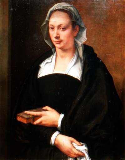 Retrato de una dama con velo blanco de Michele di Ridolfo Tosini
