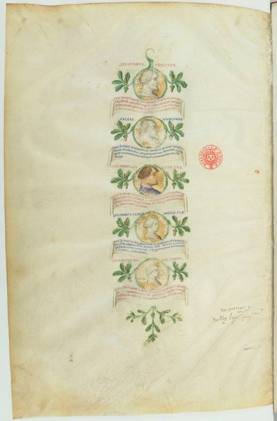 Genealogía de los Visconti (BNF, ms lat. 5888) btv1b10020318d, f36 de Michelino Molinari da Besozzo