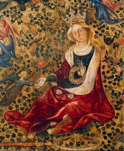 Santa Catalina de Alejandría, detalle de la Virgen de la Rosaleda de Michelino da Besozzo (h. 1370-1455) o Stefano da Verona (h. 1374-1438), temple sobre tabla, 63x42 cm de Michelino Molinari da Besozzo