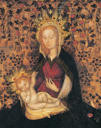 Virgen con el Niño, detalle de la Virgen de la Rosaleda, de Michelino da Besozzo (hacia 1370-1455) o Stefano da Verona (hacia 1374-1438), temple sobre tabla, 63x42 cm de Michelino Molinari da Besozzo
