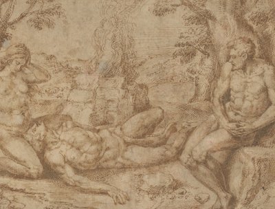 Adán y Eva lamentando la muerte de Abel, ca. 1576 de Michiel Coxie