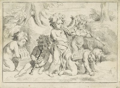 Cinco niños que hacen música de Michiel Frans van der Voort