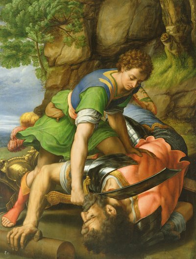 David decapitando a Goliat de Michiel I Coxie or Coxcie