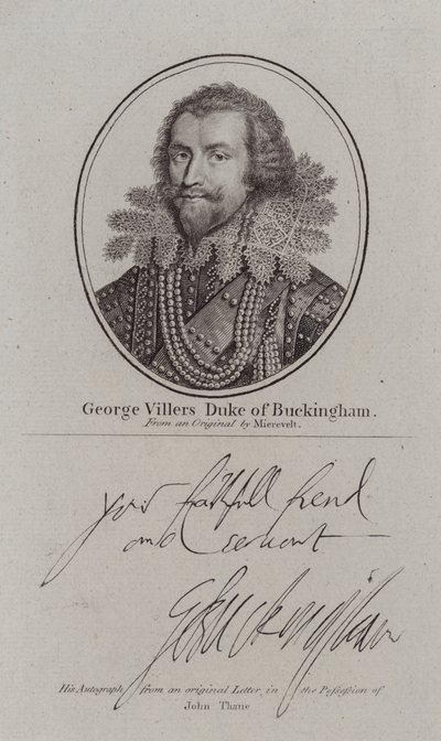 George Villiers, Duque de Buckingham, cortesano, político y favorito del Rey Jacobo I de Michiel Janszoon van (after) Miereveldt