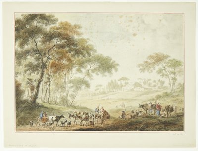 Paisaje con pastores y pastoras. En el fondo una granja de Michiele Marieschi