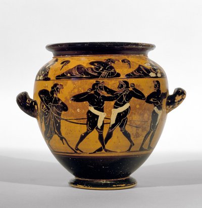 Stamnos de figuras negras áticas que representa boxeadores, c.520-500 a.C. de Michigan painter