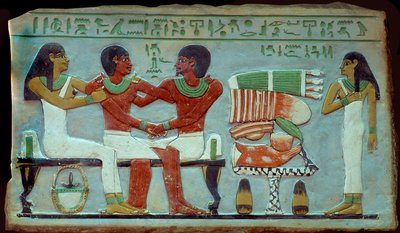 Antigüedad egipcia: estela privada y conmemorativa de la necrópolis de Abidos cerca de Tebas. Imperio Medio. El Cairo, Museo Egipcio de Middle Kingdom Egyptian
