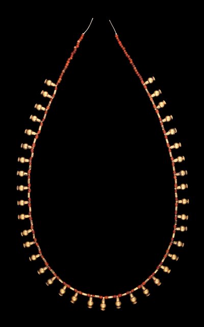 Colgantes de botella de oro con collar de cuentas de cornalina de Middle Kingdom Egyptian