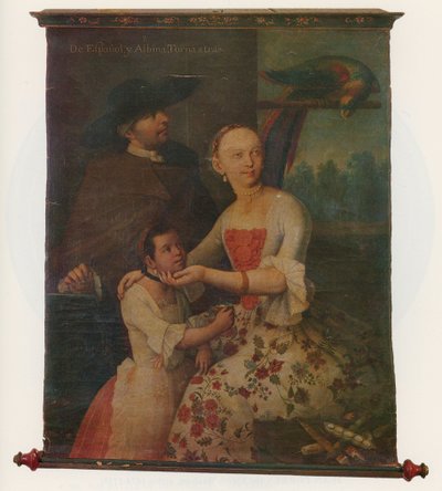 Uno de un par de grupos de retratos etnográficos, c.1763 de Miguel Cabrera