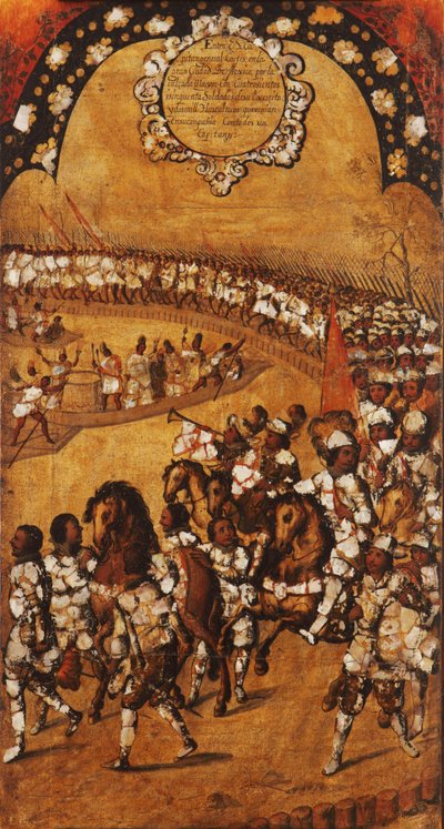 La Conquista de México, Panel IX, c.1696-1715 de Miguel Gonzalez