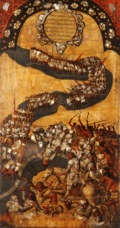La Conquista de México, Panel XVIII, c.1696-1715 de Miguel Gonzalez