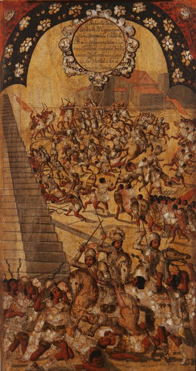 La Conquista de México, Panel XVI, c.1696-1715 de Miguel Gonzalez