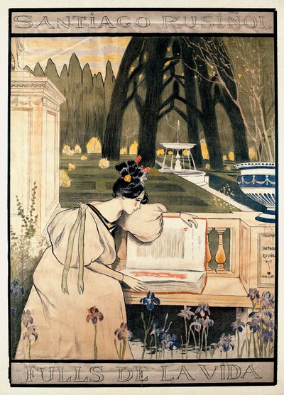 Cartel de presentación de "Las páginas de la vida", serie de litografías que ilustran poemas en prosa de Santiago Rusinol y (i) Prats (1861-1931) de Miguel Utrillo