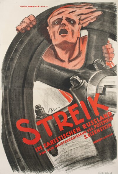 Cartel de la película muda "Strike" de Sergei Eisenstein de Mihaly Biro