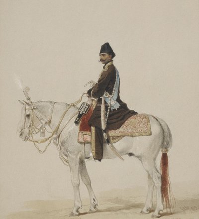 Retrato ecuestre de Naser al-Din Shah Qajar 1831-1896, 1873 de Mihaly von Zichy