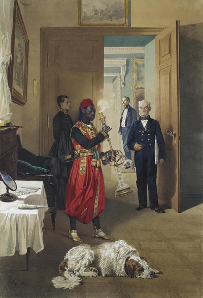 Vestíbulo del Gran Palacio en Tsarskoye Selo, 1865 de Mihaly von Zichy