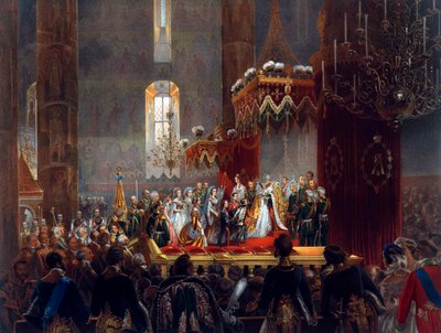 Homenaje de la Familia Imperial al Zar Alejandro II, Moscú, 1856 de Mihaly von Zichy