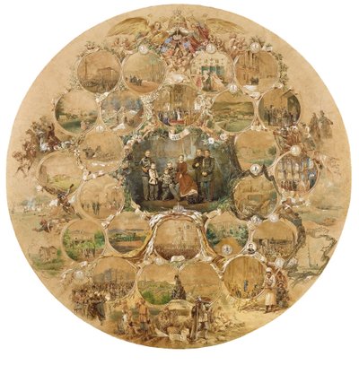 Montaje Marcando la Ocasión del Jubileo de Boda de Plata del Emperador Alejandro II de Mihaly von Zichy