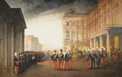 Desfile frente al Palacio Anichkov en Petersburgo, 1870 de Mihaly von Zichy