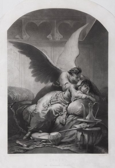 Tamara y el demonio. Ilustración del poema El demonio de Mikhail Lermontov de Mihaly von Zichy