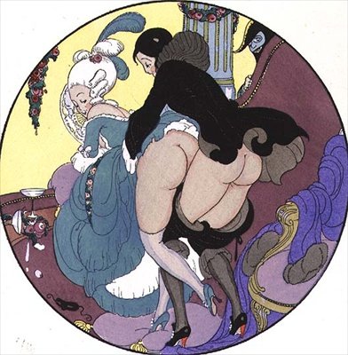 Maestro asaltando a su alumno, placa 26 de Los placeres de Eros, pub. 1901 en Leipzig de Mihaly von Zichy