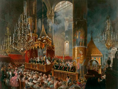 La coronación de la zarina María Alexandrovna de Rusia, Moscú, 1856 de Mihaly von Zichy