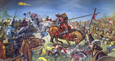 La batalla de Bannockburn (litografía en color) de Mike (20th century) White