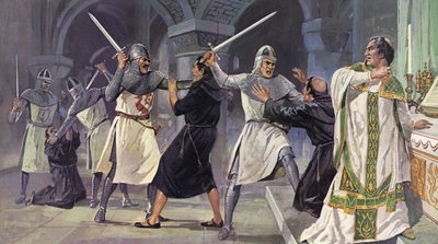 El asesinato de Thomas a Becket (litografía en color) de Mike (20th century) White