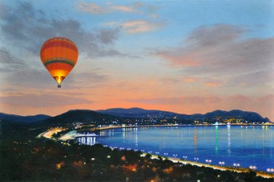 Vuelo nocturno, 2016 (óleo sobre lino) de Mike Briscoe