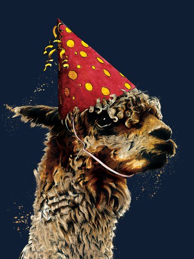 Alpaca de cumpleaños en azul noche, 2020 de Mike Davis