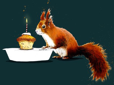 Ardilla de cumpleaños en Deep Cyan, 2020 de Mike Davis