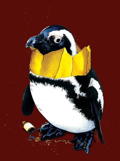Pingüino de Navidad en óxido rojo, 2020 de Mike Davis