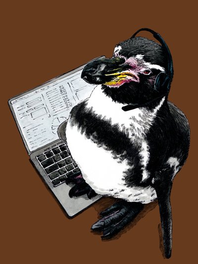 Nuevo pingüino de trabajo en Burnt Orange, 2020 de Mike Davis
