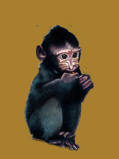 El bebé macaco en amarillo dorado, 2020 de Mike Davis