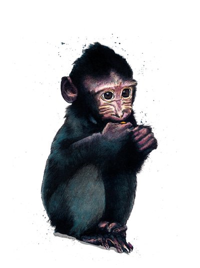 El bebé macaco en blanco, 2020 de Mike Davis
