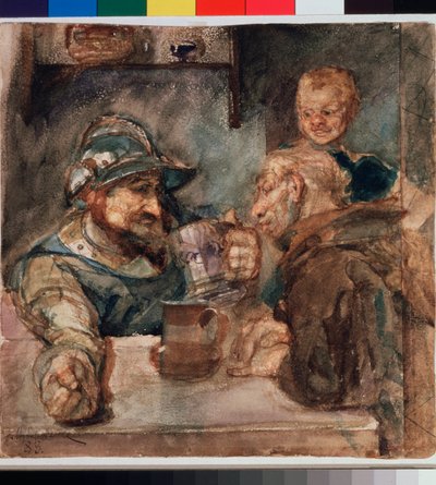 Sobre una jarra de cerveza (Sobre una jarra de cerveza) - Obra de Mikhail Alexandrovich Vrubel (Vrubel) (1856-1910), óleo sobre lienzo de Mikhail Aleksandrovich Vrubel
