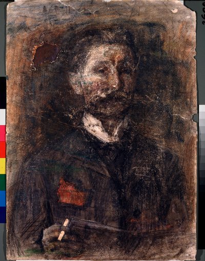 Autoretrato (Autorretrato) - Obra de Mikhail Alexandrovich Vrubel (Vrubel) (1856-1910), carboncillo, pastel y sanguina sobre cartón de Mikhail Aleksandrovich Vrubel