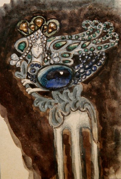 Diseño para un peine ornamental para la Princesa María Tenisheva, c.1900-10 de Mikhail Aleksandrovich Vrubel