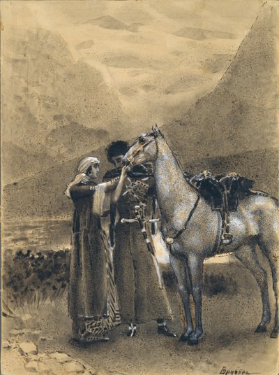 Despedida de Zara con Ismail. Ilustración del poema Ismail Bey de Mikhail Lermontov, 1890-1891 de Mikhail Aleksandrovich Vrubel