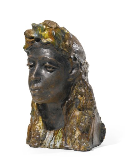 Niña con una corona de flores, 1898-1900 de Mikhail Aleksandrovich Vrubel