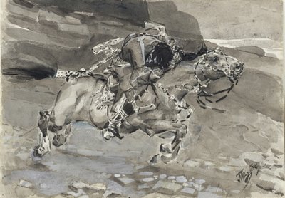 Jinete. Ilustración del poema El demonio de Mijaíl Lérmontov, 1890-1891 de Mikhail Aleksandrovich Vrubel
