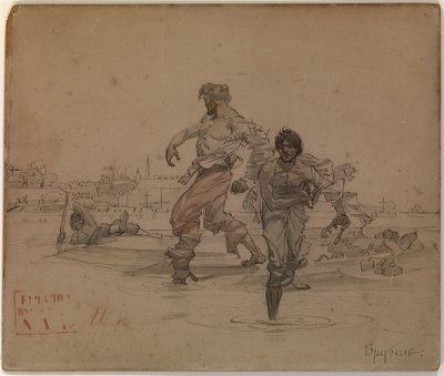 Ilustración para el poema Los hermanos ladrones de Alexander Pushkin de Mikhail Aleksandrovich Vrubel